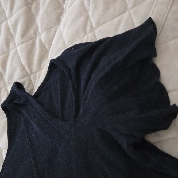 Free People Black Flutter Sleeve Relaxed Tee Cold Shoulder - Picture 5 of 6